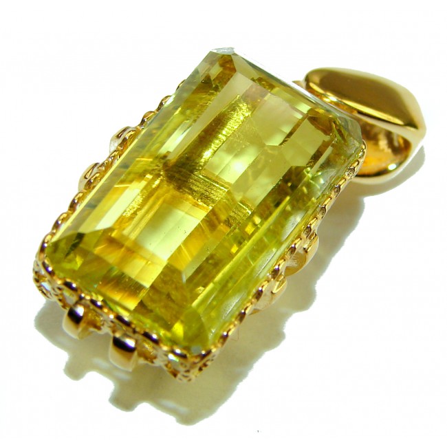 12.3 carat Lemon Quartz 14K Gold over .925 Sterling Silver handcrafted pendant - photo 2