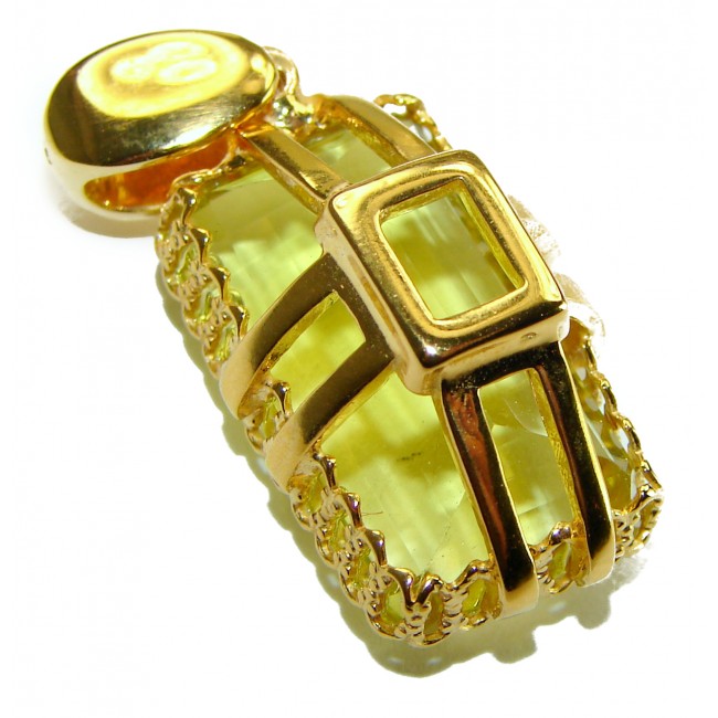 12.3 carat Lemon Quartz 14K Gold over .925 Sterling Silver handcrafted pendant - photo 1