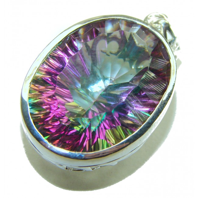 26.5 carat oval cut Mystic Topaz .925 Sterling Silver handcrafted Pendant - photo 4
