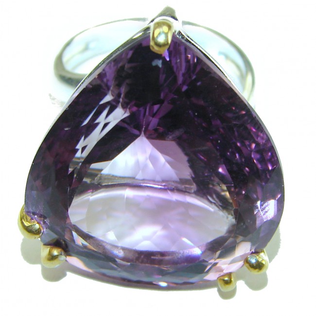 Purple Treasure design 44.8 carat Amethyst 2 tones .925 Sterling Silver Handcrafted Ring size 9 - photo 3