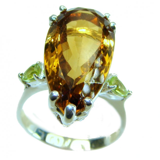 Liliana 19.5 carat Champagne Smoky Topaz .925 Sterling Silver Oversized Ring size 9 - photo 2
