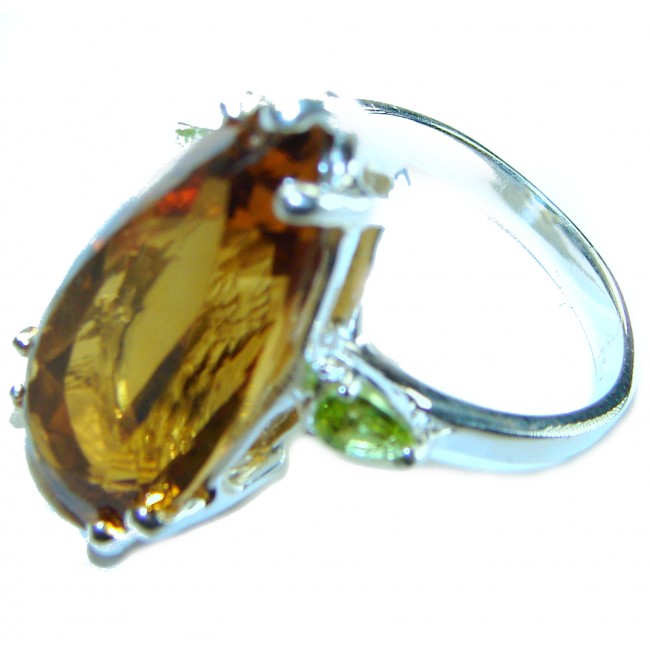 Liliana 19.5 carat Champagne Smoky Topaz .925 Sterling Silver Oversized Ring size 9 - photo 1