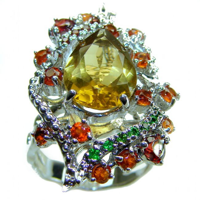 Liliana 8.5 carat Champagne Smoky Topaz .925 Sterling Silver Oversized Ring size 7 1/4 - photo 2