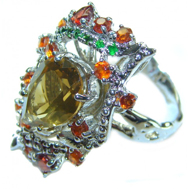 Liliana 8.5 carat Champagne Smoky Topaz .925 Sterling Silver Oversized Ring size 7 1/4 - photo 1