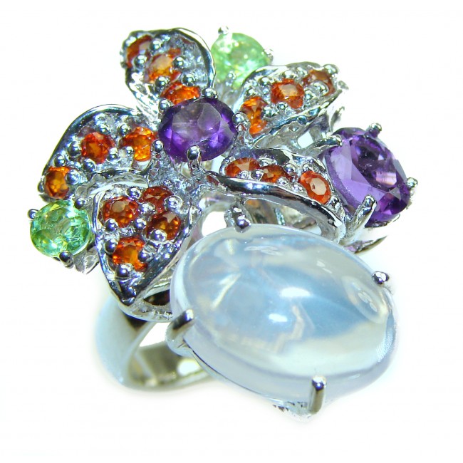 Authentic 9.5 carat Brazilian Rose Quartz .925 Sterling Silver incredible Ring size 7 - photo 2