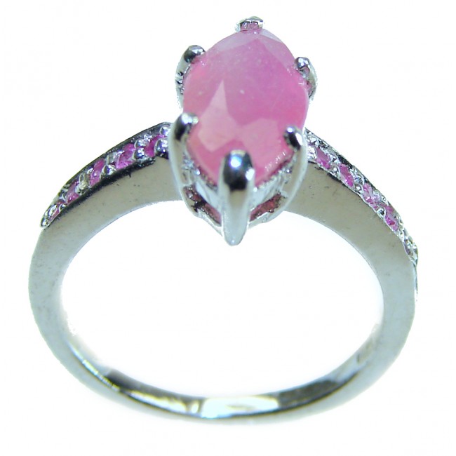 Red Brilliance 2.6 carat Ruby .925 Silver handcrafted Cocktail Ring s. 6 1/4 - photo 3