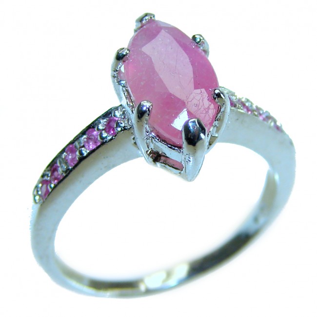 Red Brilliance 2.6 carat Ruby .925 Silver handcrafted Cocktail Ring s. 6 1/4 - photo 2