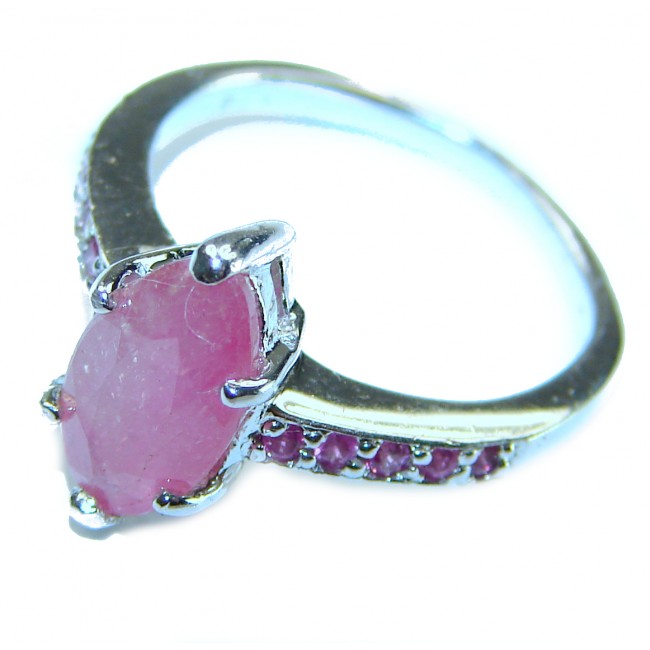Red Brilliance 2.6 carat Ruby .925 Silver handcrafted Cocktail Ring s. 6 1/4 - photo 1