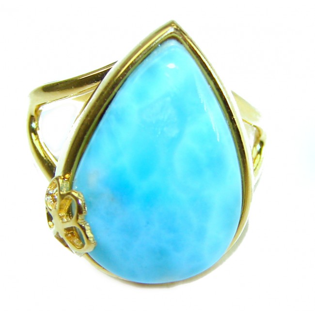 Precious authentic Larimar 18K Gold over .925 Sterling Silver handmade ring size 9 1/4 - photo 4
