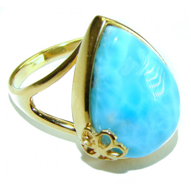 Precious authentic Larimar 18K Gold over .925 Sterling Silver handmade ring size 9 1/4 - photo 3
