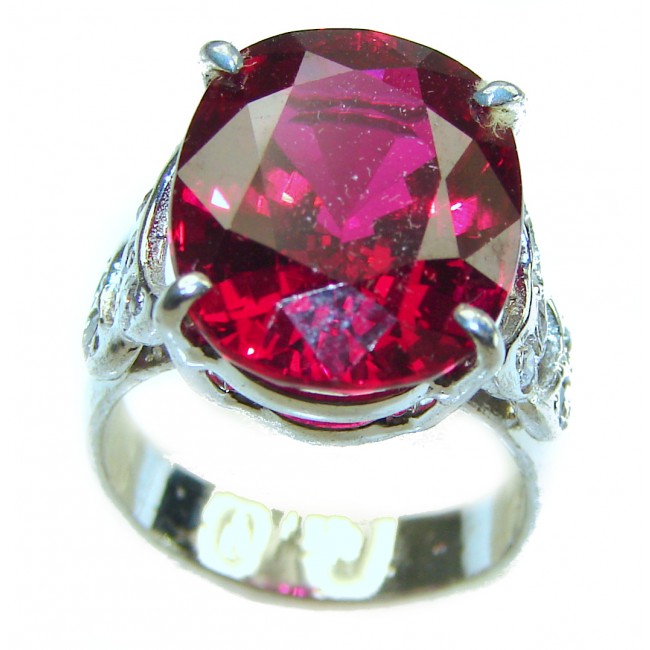 Red Brilliance 12.5 carat Red Topaz .925 Silver handcrafted Cocktail Ring s. 6 - photo 2