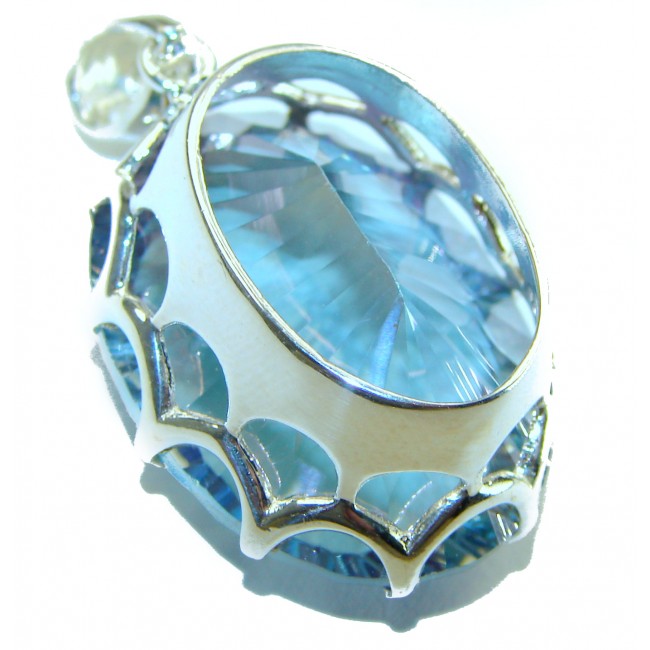 48.2 carat oval cut Mystic Aurora Topaz .925 Sterling Silver handcrafted Pendant - photo 1