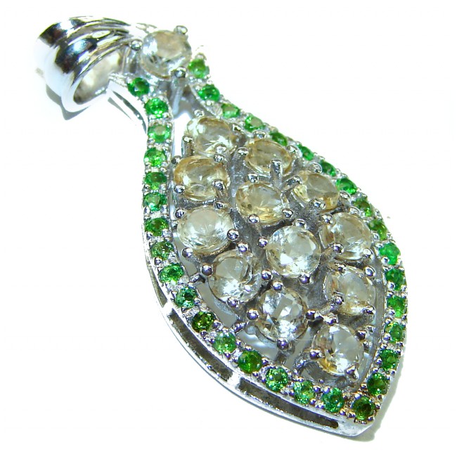 Monica 10.8 carat Citrine Emerald .925 Sterling Silver handmade Statement pendant - photo 1