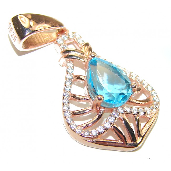 Gabriella 2.3 carat Swiss Blue Topaz 14K Gold over .925 Sterling Silver handmade Pendant - photo 1