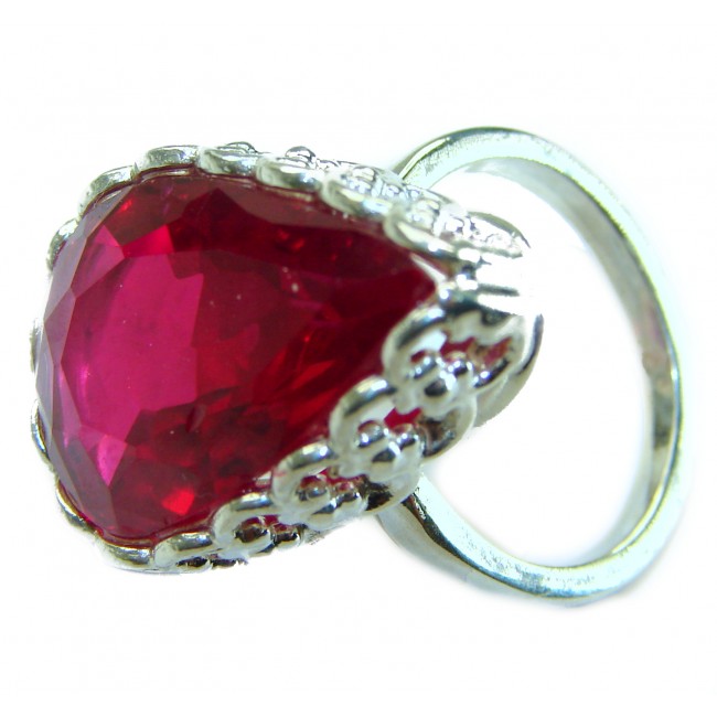 Red Brilliance 24.5 carat Red Topaz .925 Silver handcrafted Large Cocktail Ring s. 7 1/2 - photo 1