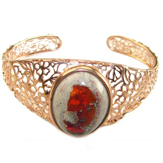 Dolce Vita Authentic 28.5 carat Mexican Opal handmade 14K Rose Gold over .925 Sterling Silver Bracelet / Cuff - photo 2