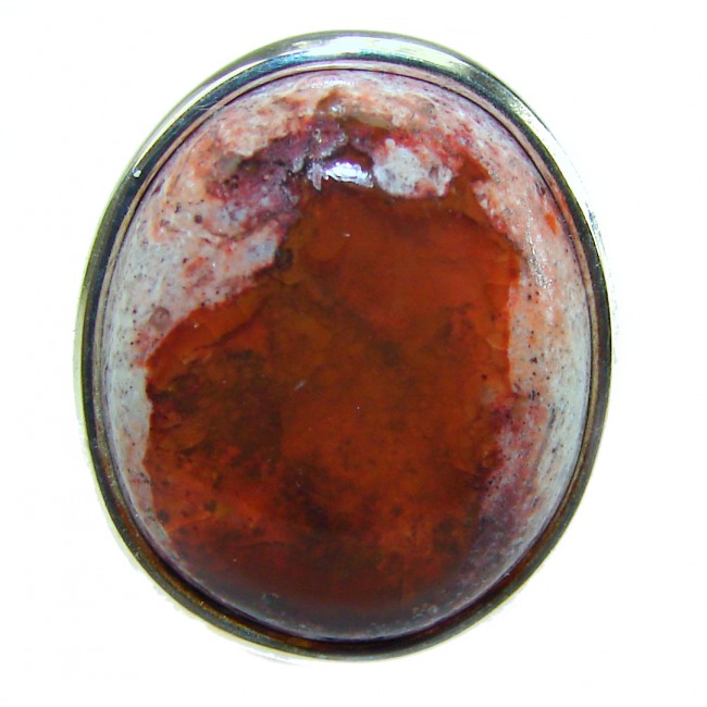 Bonfire Night best quality 15.5 carat Mexican Opal .925 Sterling Silver handmade ring 8 1/4 - photo 2