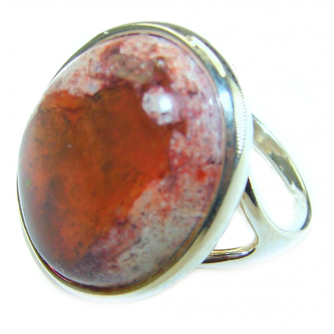 Bonfire Night best quality 15.5 carat Mexican Opal .925 Sterling Silver handmade ring 8 1/4 - photo 1