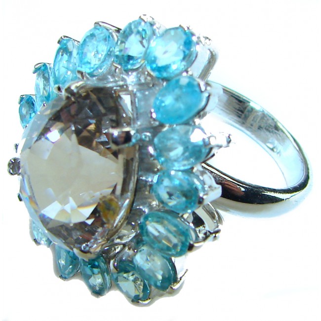 Giovanna 24.5 carat Champagne Smoky Topaz .925 Sterling Silver handmade .925 Sterling Silver Oversized Ring size 8 - photo 2