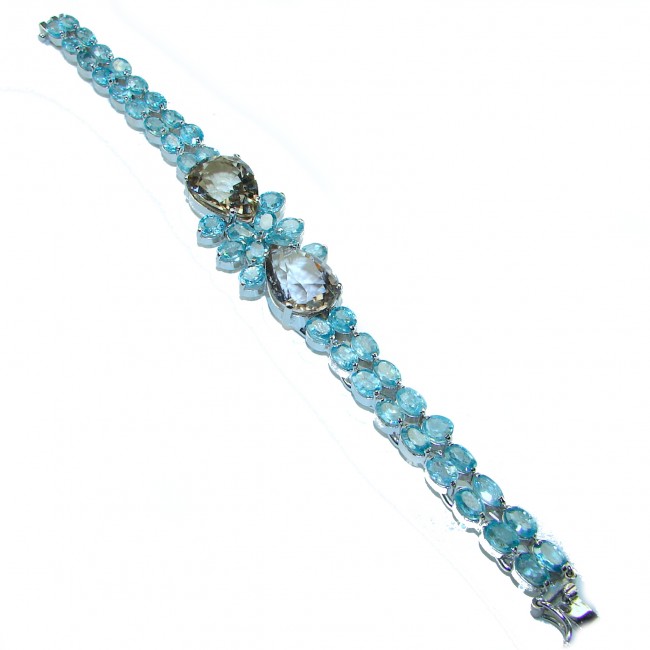 Giovanna 24.5 carat Champagne Smoky Topaz .925 Sterling Silver Oversized Statement Bracelet - photo 2