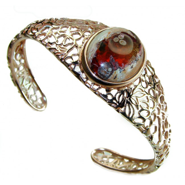 Dolce Vita Authentic 28.5 carat Mexican Opal handmade 14K Rose Gold over .925 Sterling Silver Bracelet / Cuff - photo 3