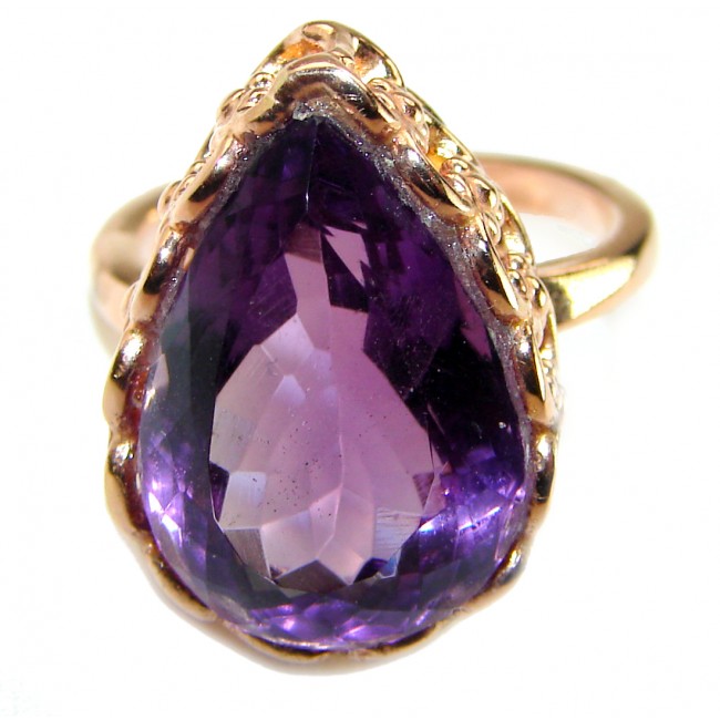 Dramatic design 8.8 carat Amethyst 14K Gold over .925 Sterling Silver Handcrafted Ring size 7 - photo 2