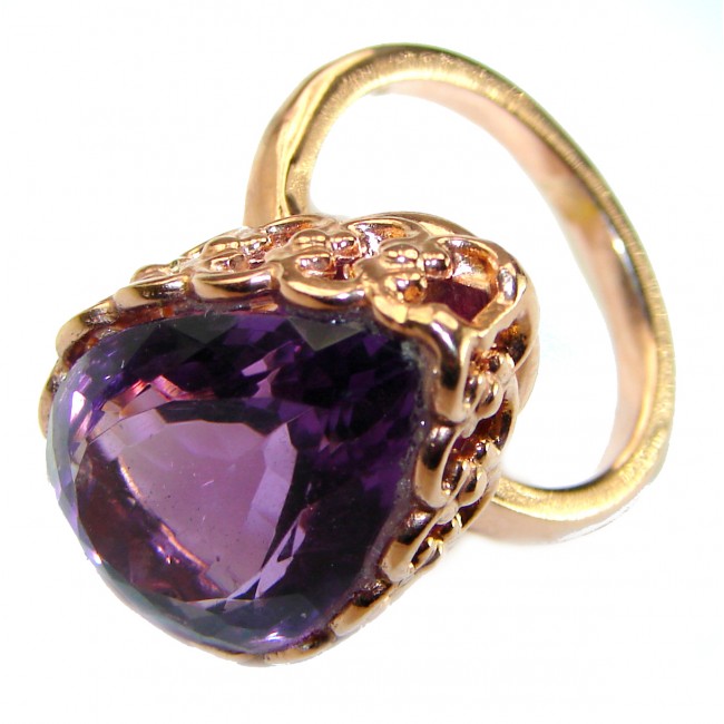 Dramatic design 8.8 carat Amethyst 14K Gold over .925 Sterling Silver Handcrafted Ring size 7 - photo 1