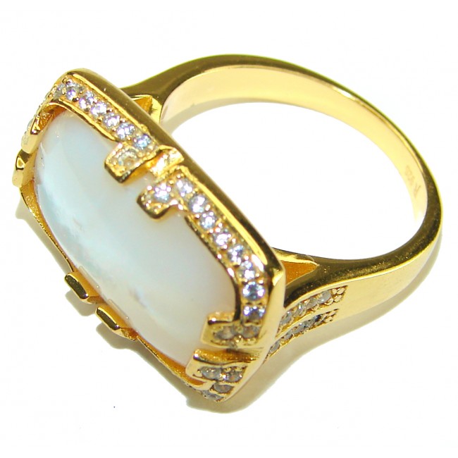 Luxurious Blister Pearl 0.6 carat lab. grown diamonds 18K Gold over .925 Sterling Silver brilliantly handcrafted ring s. 7 1/2 - photo 2