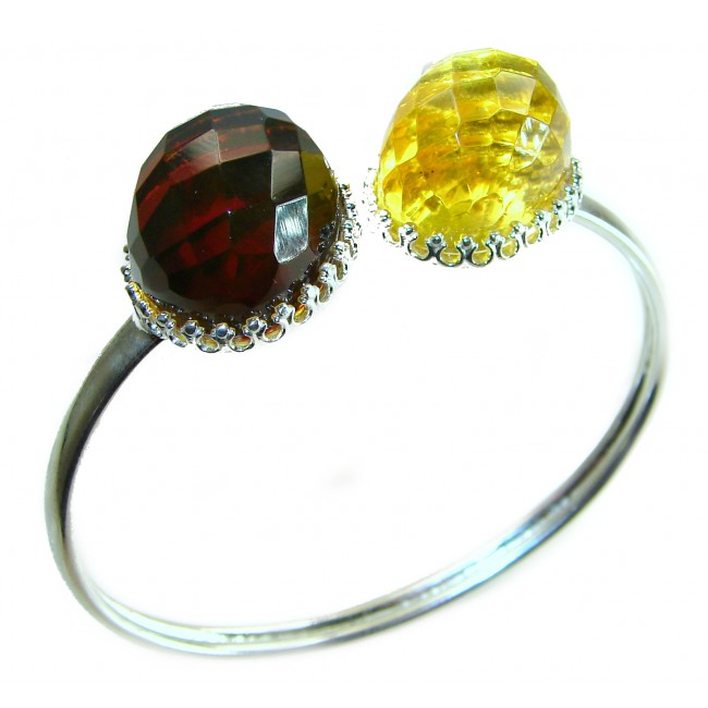 Luxurious Color-changing natural 18.9 carat faceted Baltic Amber .925 Sterling Silver handmade bangle Bracelet - photo 4