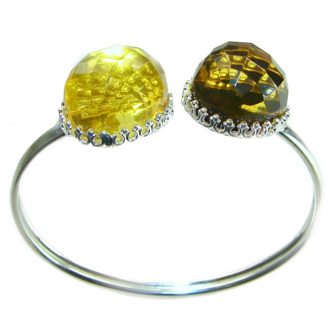 Luxurious Color-changing natural 18.9 carat faceted Baltic Amber .925 Sterling Silver handmade bangle Bracelet - photo 3