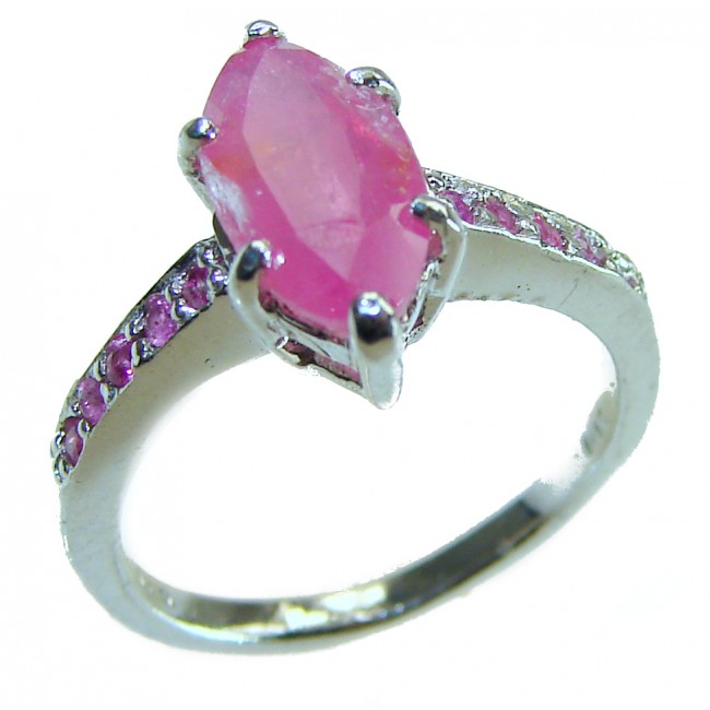 Red Brilliance 2.6 carat Ruby .925 Silver handcrafted Cocktail Ring s. 6 - photo 3