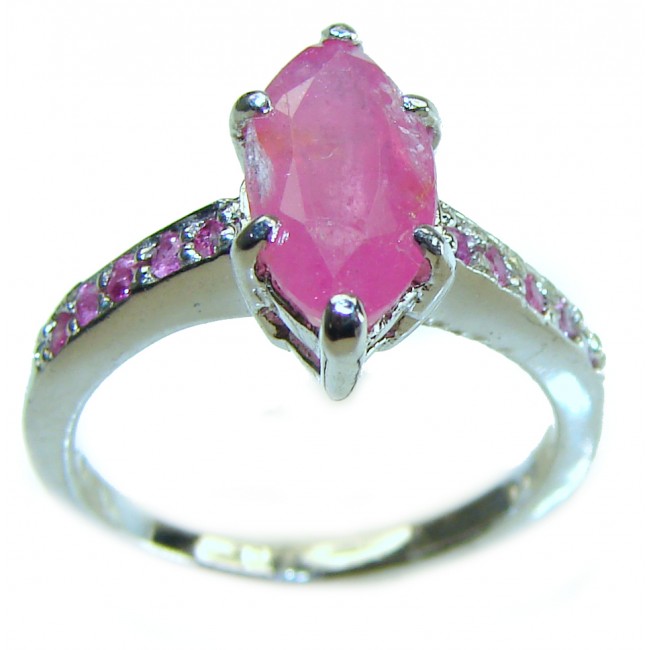 Red Brilliance 2.6 carat Ruby .925 Silver handcrafted Cocktail Ring s. 6 - photo 2