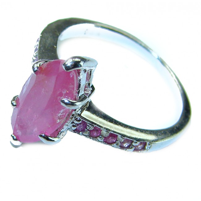 Red Brilliance 2.6 carat Ruby .925 Silver handcrafted Cocktail Ring s. 6 - photo 1