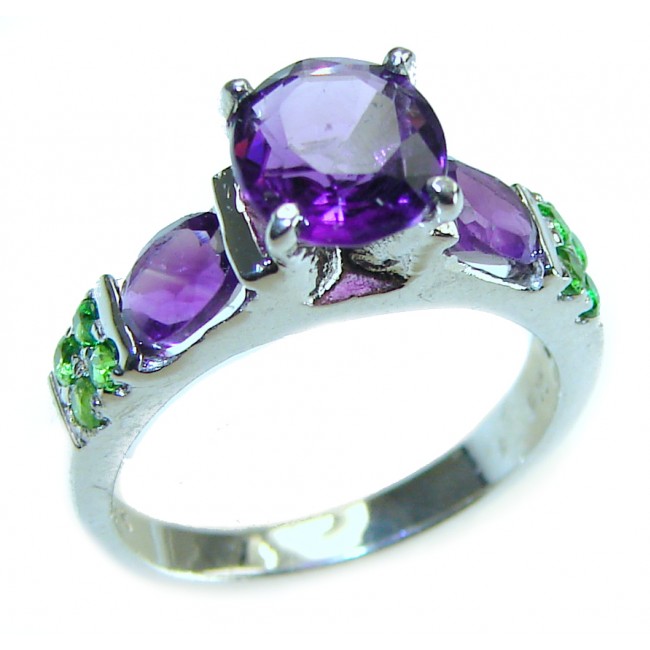 Stephani 0.9 carat African Amethyst Sapphire .925 Sterling Silver Handcrafted Ring size 5 - photo 2