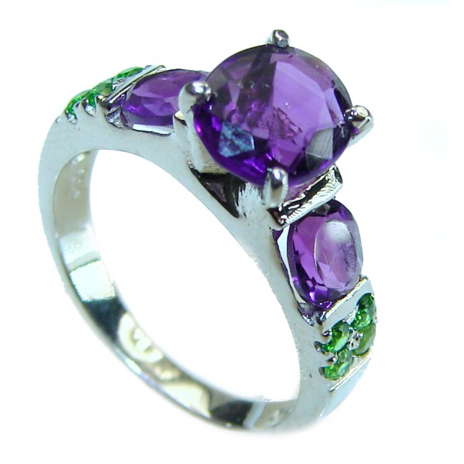 Stephani 0.9 carat African Amethyst Sapphire .925 Sterling Silver Handcrafted Ring size 5 - photo 1