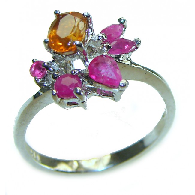 Carmen 0.5 carat Orange Sapphire Ruby .925 Sterling Silver Handcrafted Ring size 6 - photo 3