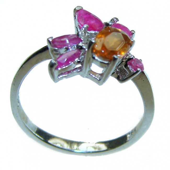 Carmen 0.5 carat Orange Sapphire Ruby .925 Sterling Silver Handcrafted Ring size 6 - photo 2