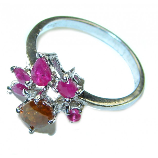 Carmen 0.5 carat Orange Sapphire Ruby .925 Sterling Silver Handcrafted Ring size 6 - photo 1