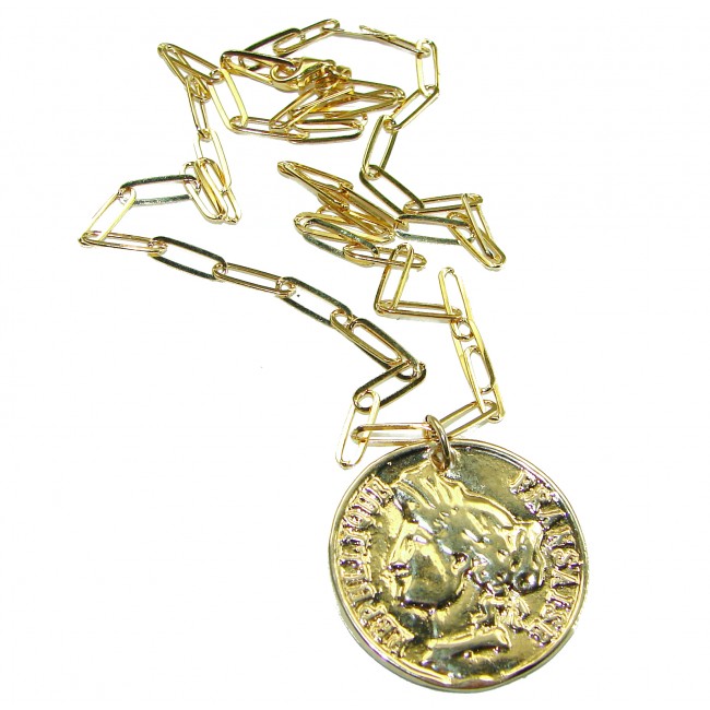Vintage Style Coin .925 Sterling silver and plated with 14K Gold handcrafted necklace - photo 3