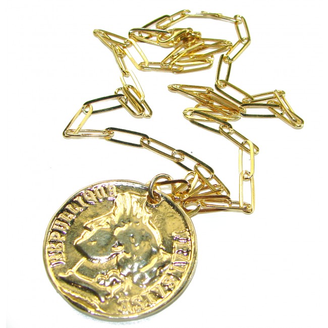 Vintage Style Coin .925 Sterling silver and plated with 14K Gold handcrafted necklace - photo 2