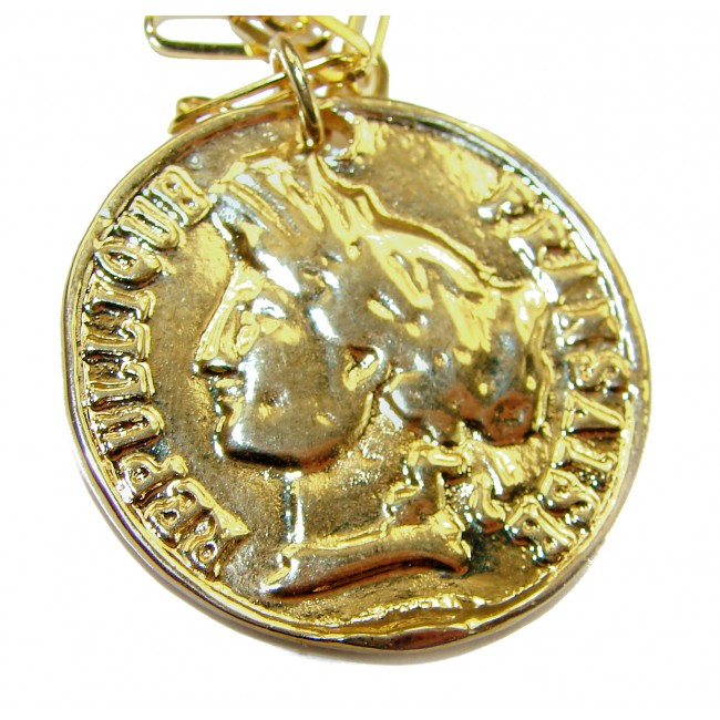 Vintage Style Coin .925 Sterling silver and plated with 14K Gold handcrafted necklace - photo 1