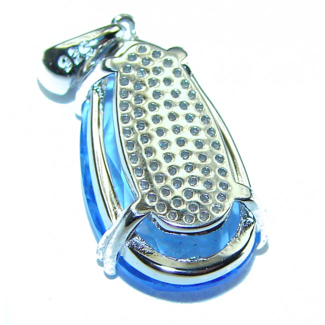 Eau Pure 11.5 carat Swiss Blue Topaz .925 Sterling Silver handmade Pendant - photo 1