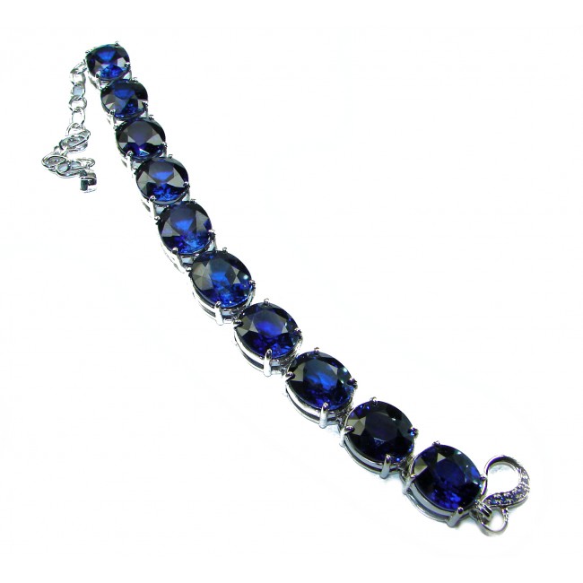 Sofia 147.5 carat oval cut London Blue Topaz .925 Sterling Silver handcrafted Bracelet - photo 3