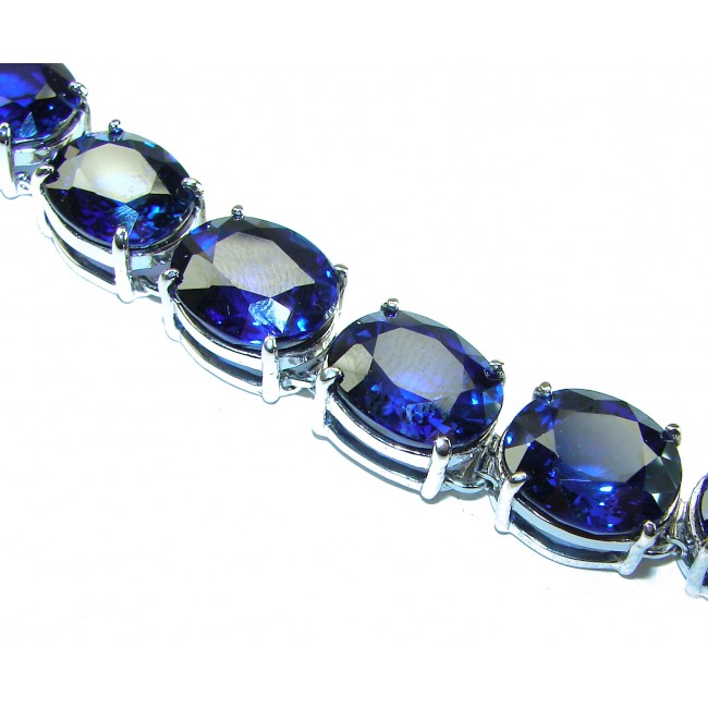 Sofia 147.5 carat oval cut London Blue Topaz .925 Sterling Silver handcrafted Bracelet - photo 1