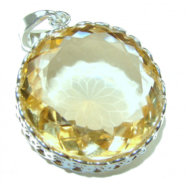 Golden Sun 29.3 carat Lemon Quartz .925 Sterling Silver handcrafted pendant - photo 3