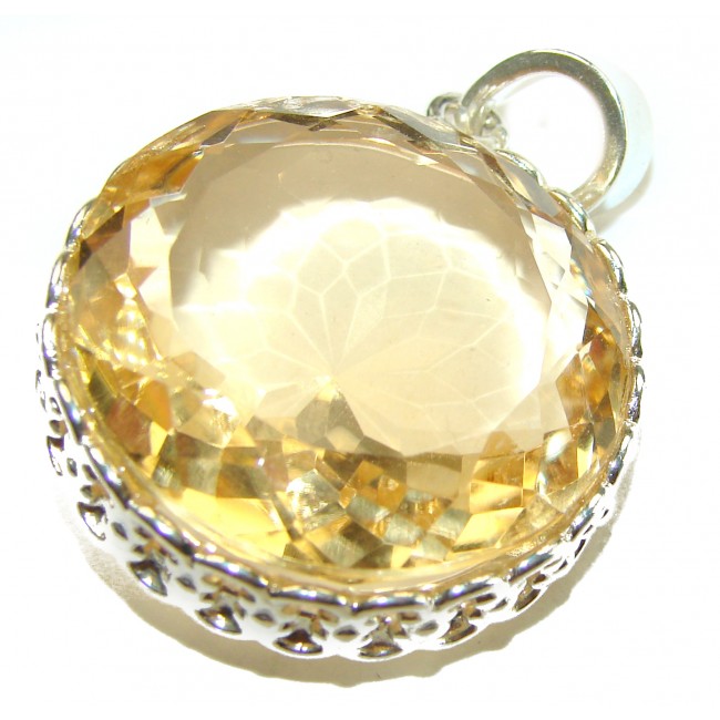 Golden Sun 29.3 carat Lemon Quartz .925 Sterling Silver handcrafted pendant - photo 2