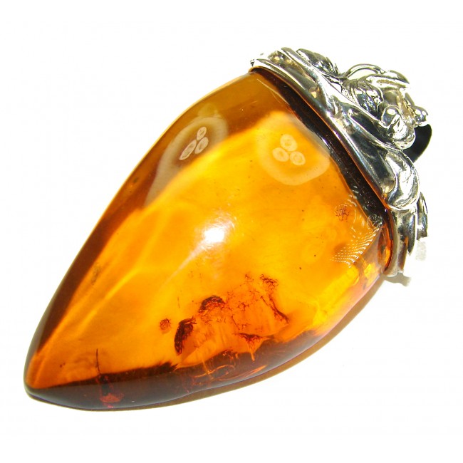33.5 grams Large King of the Sea Golden Baltic Amber .925 Sterling Silver handmade Pendant - photo 3