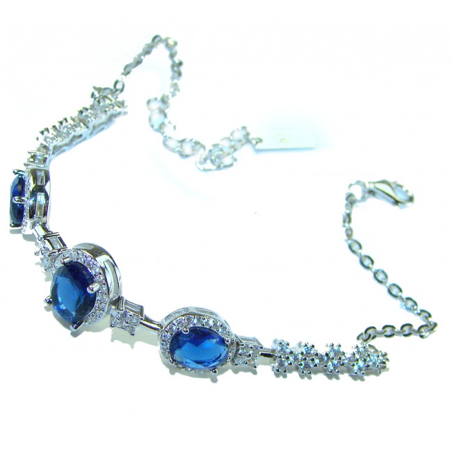 Luxurious 3.4 carat Sapphire .925 Sterling Silver handcrafted Bracelet - photo 2