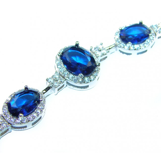 Luxurious 3.4 carat Sapphire .925 Sterling Silver handcrafted Bracelet - photo 1