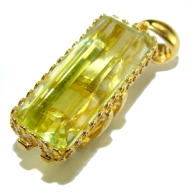 12.3 carat Lemon Quartz 14K Gold over .925 Sterling Silver handcrafted pendant - photo 2